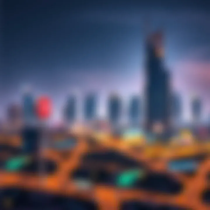 Dubai Skyline Featuring Al Yousuf Building A panoramic view of Dubai's skyline with Al Yousuf Building prominently featured.