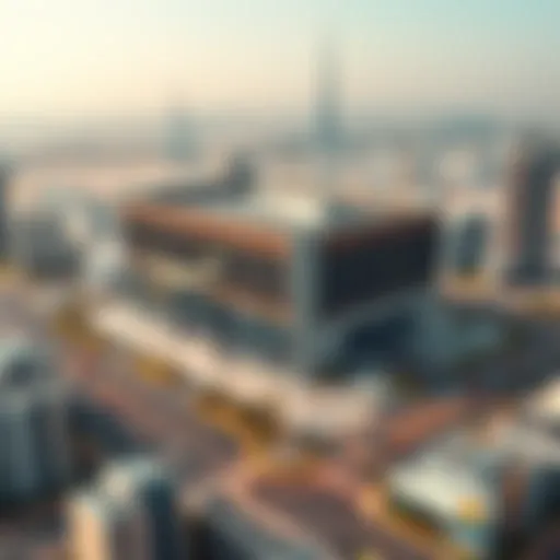 Aerial view of Amazon's Dubai office showcasing its modern architecture
