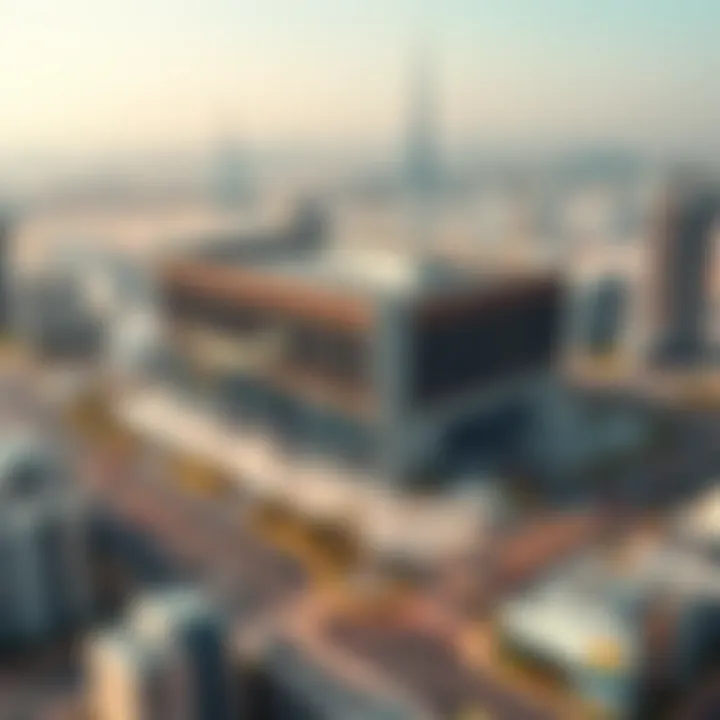 Aerial view of Amazon's Dubai office showcasing its modern architecture