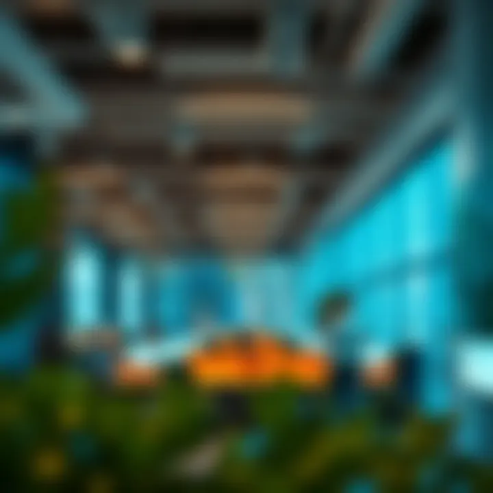 Interior view of collaborative workspaces at Amazon's office