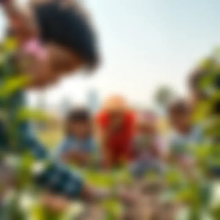 Environmental Awareness in Action Children participating in nature exploration and environmental education