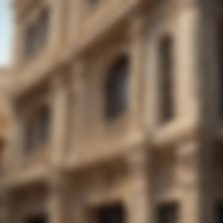 Stunning facade of a limestone house depicting intricate carvings