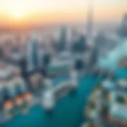 Aerial view showcasing the iconic skyline of DIFC.