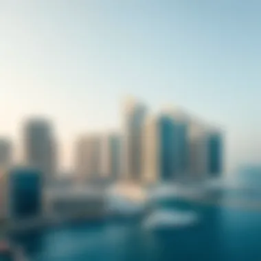 Skyscrapers and Resorts on Palm Jumeirah Modern skyscrapers and resorts lining the Palm Jumeirah coastline