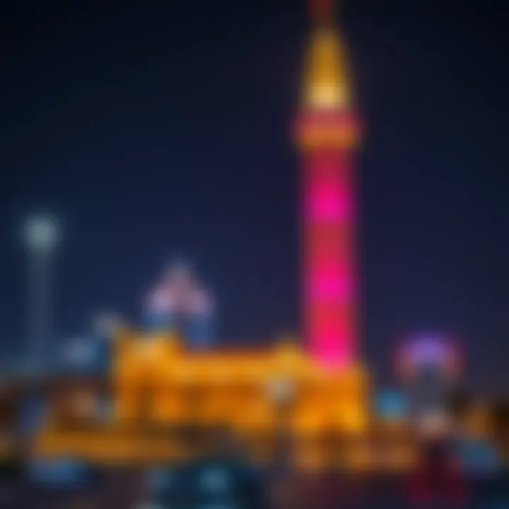 Night view of Lilian Tower illuminated, highlighting its cultural significance