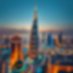 Stunning view of Capricorn Tower against the Dubai skyline