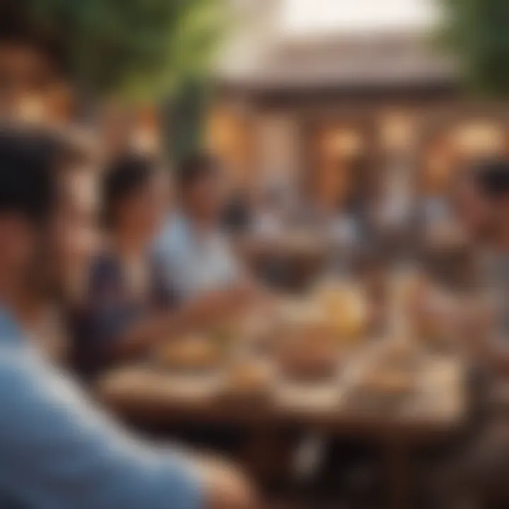 Group enjoying a meal together at a vibrant restaurant