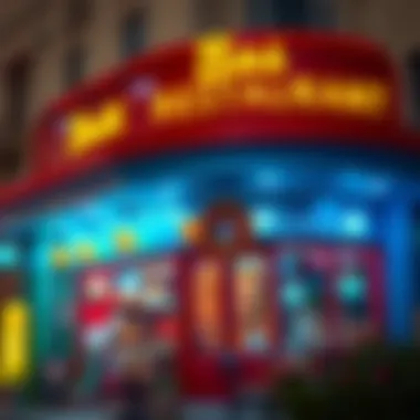 Vibrant exterior of a popular restaurant in Meadows Souk