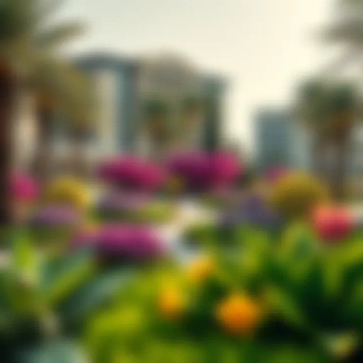 Beautifully landscaped gardens within Damac Hills 2