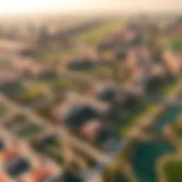 Aerial view of Damac Hills showcasing its lush landscapes and golf courses