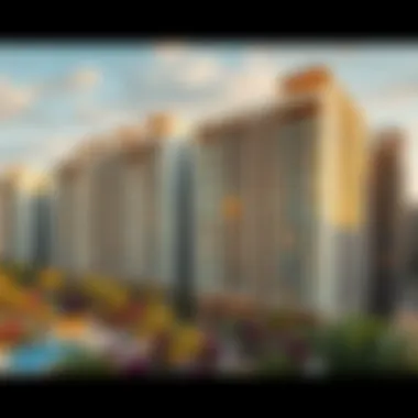 Modern residential buildings showcasing unique architectural styles