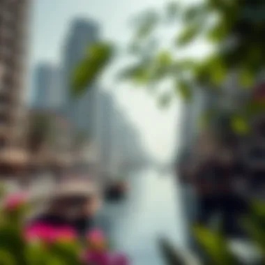 Lush greenery contrasting with urban landscape