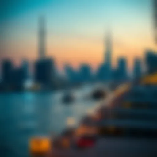 Stunning skyline of Dubai Creek Harbour at sunset