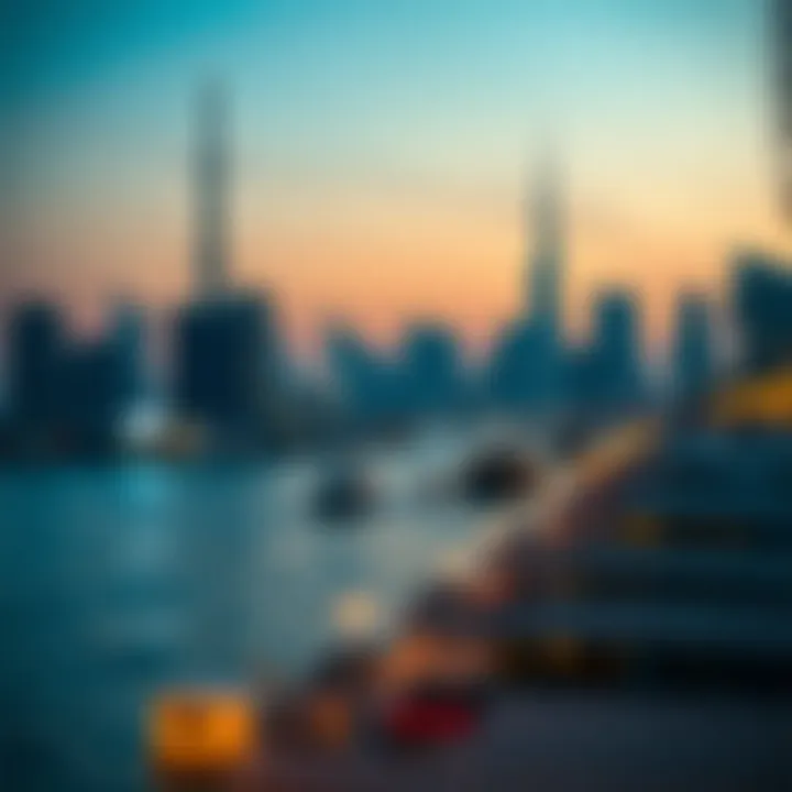 Stunning skyline of Dubai Creek Harbour at sunset