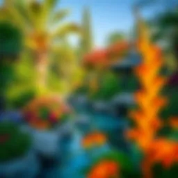 Lush greenery and vibrant flowers in Dubai Discovery Gardens