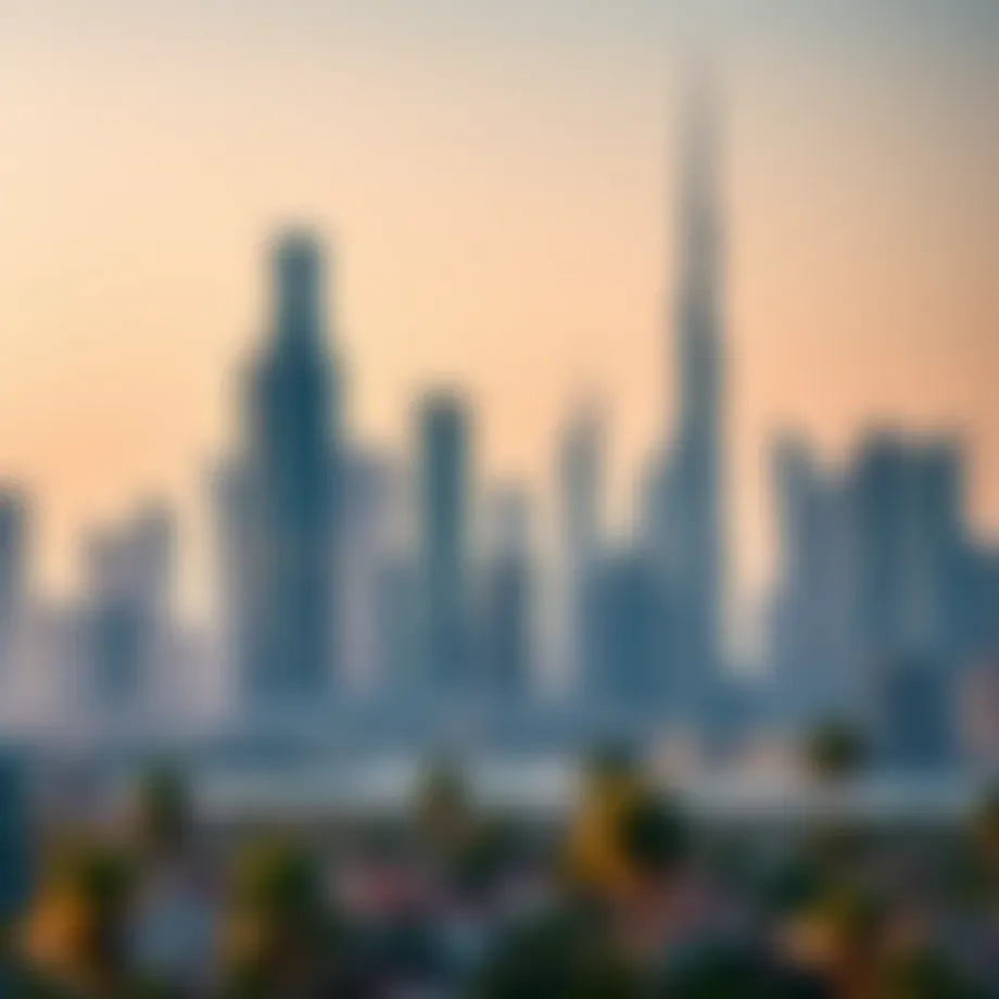 Stunning skyline of Dubai showing residential towers