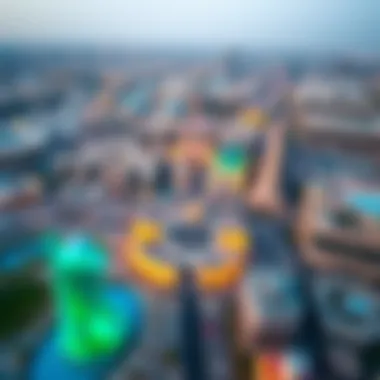 Aerial View of DubaiLand Aerial view of DubaiLand showcasing its vast landscapes and attractions