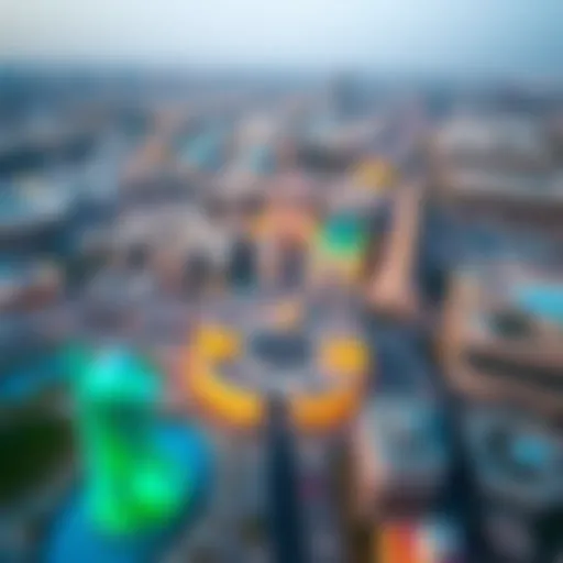 Aerial View of DubaiLand Aerial view of DubaiLand showcasing its vast landscapes and attractions