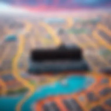 Geographical Context of DubaiLand Map depicting the geographical context of DubaiLand in relation to Dubai