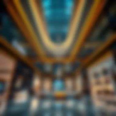 Interior of Emirates Hills Mall with luxury retail shops
