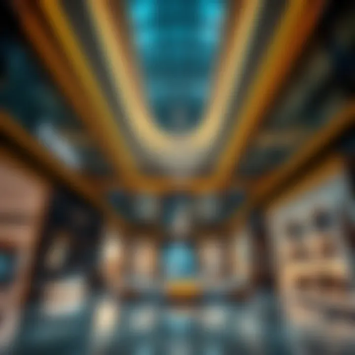 Interior of Emirates Hills Mall with luxury retail shops