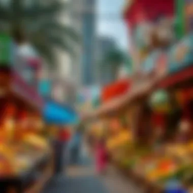 Cultural Marketplace in International City A colorful marketplace representing the diverse cultures within International City