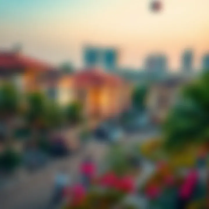 Residential Charm of International City A serene residential area with lush greenery in International City
