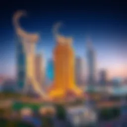 Stunning view of the International City skyline showcasing unique architectural designs