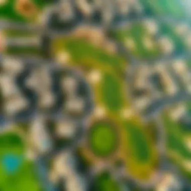 Luxurious Golf Estate Aerial View Aerial view of a luxurious golf estate with manicured greens and modern architecture