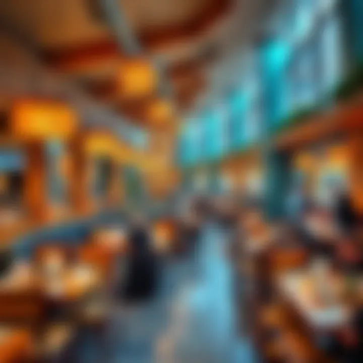 A lively dining area at Grand Mall Al Quoz filled with culinary delights.