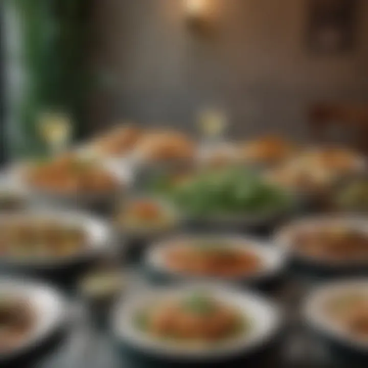 A beautifully arranged table featuring dishes from the Green City Restaurant menu