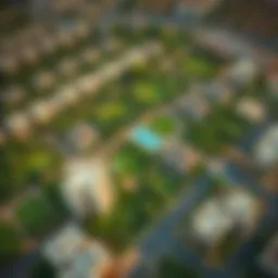 Aerial view of the Greens community showcasing its lush green parks and residential buildings