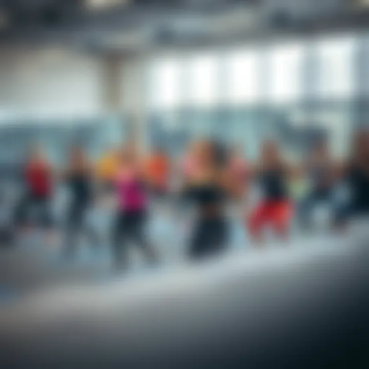 Engaging Group Fitness Experience Group fitness class in session with enthusiastic participants