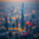 Aerial view showcasing the stunning skyline of Jumeirah Lakes Towers