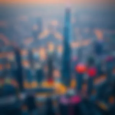 Aerial view showcasing the stunning skyline of Jumeirah Lakes Towers