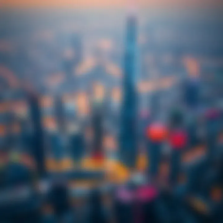 Aerial view showcasing the stunning skyline of Jumeirah Lakes Towers