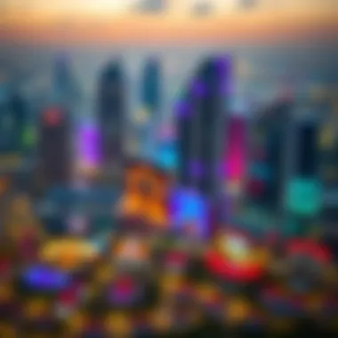 Panoramic View of JLT A panoramic view of Jumeirah Lake Towers with vibrant community spaces