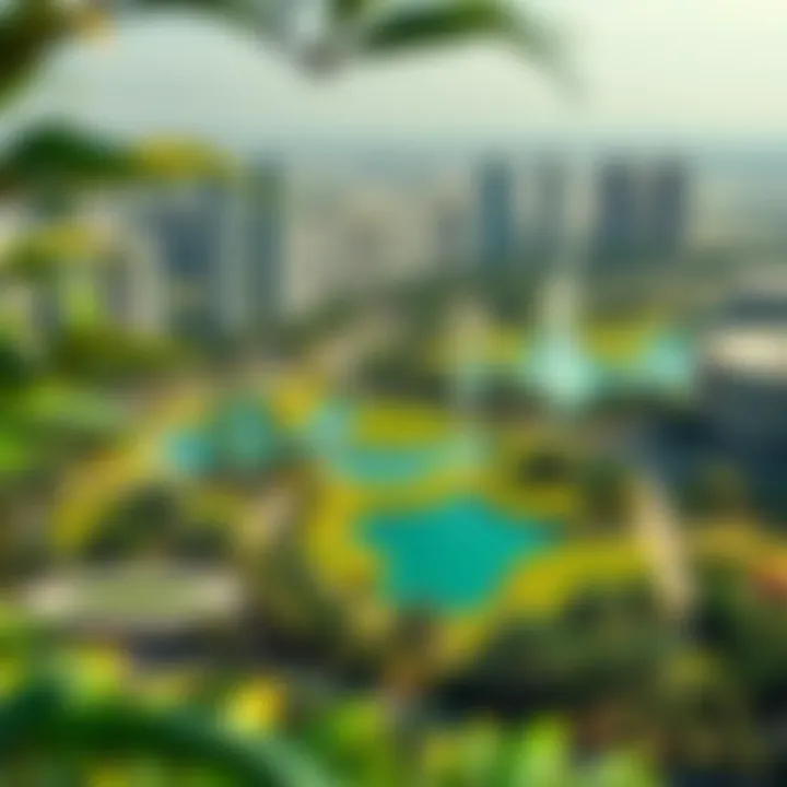 Lush green areas and lakes within Jumeirah Lakes Towers community