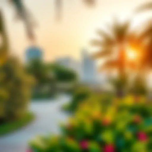 Scenic view of JLT Park's lush greenery and walking paths