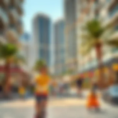Vibrant community spaces around JLT Towers filled with leisure activities