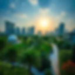 Scenic view of Jumeirah Lakes Towers Park showcasing lush greenery