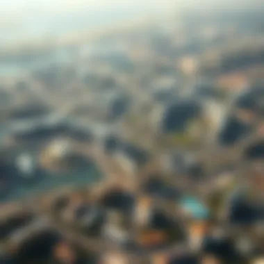 An aerial perspective of Khor Dubai, illustrating the integration of green spaces within the urban landscape.