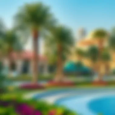 Lush Landscaping of la Plage Jumeirah Lush landscaping and palm trees lining the beach area