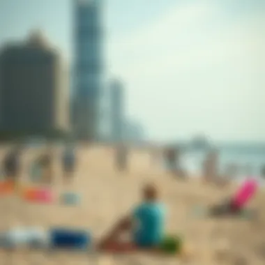 Recreational Activities on the Shore Visitors engaging in various recreational activities on the beach