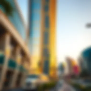 Architectural details of Latifa Tower's facade