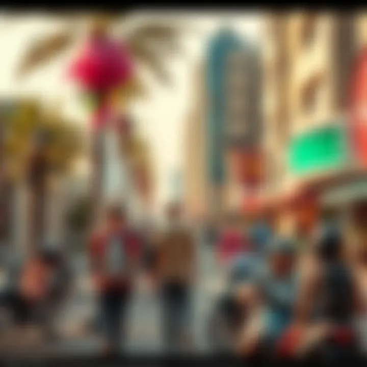 Vibrant community life showcasing residents enjoying local amenities