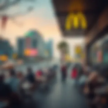 Outdoor seating area at McDonald's bustling with activity