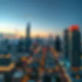 A panoramic view of Midtown's modern skyline at dusk