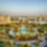 A panoramic view of Mirdif showcasing its beautiful parks and modern architecture