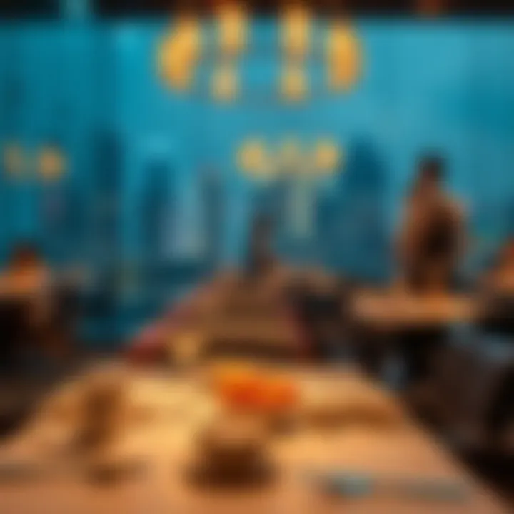 Elegant Dining Ambiance at Momo A cozy and elegant dining setup at Momo Restaurant with ambient lighting